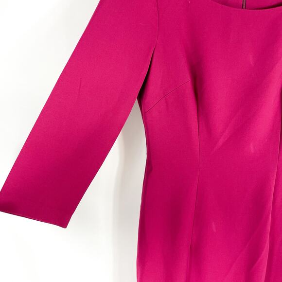 Black Halo Rowan Sheath‎ Dress Pink Pleated Boat Neck 3/4 Sleeve Sz 4 - Picture 7 of 13